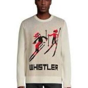 HBC Stripes SNOW WHITE Unisex Destination Whistler Sweater NWOT